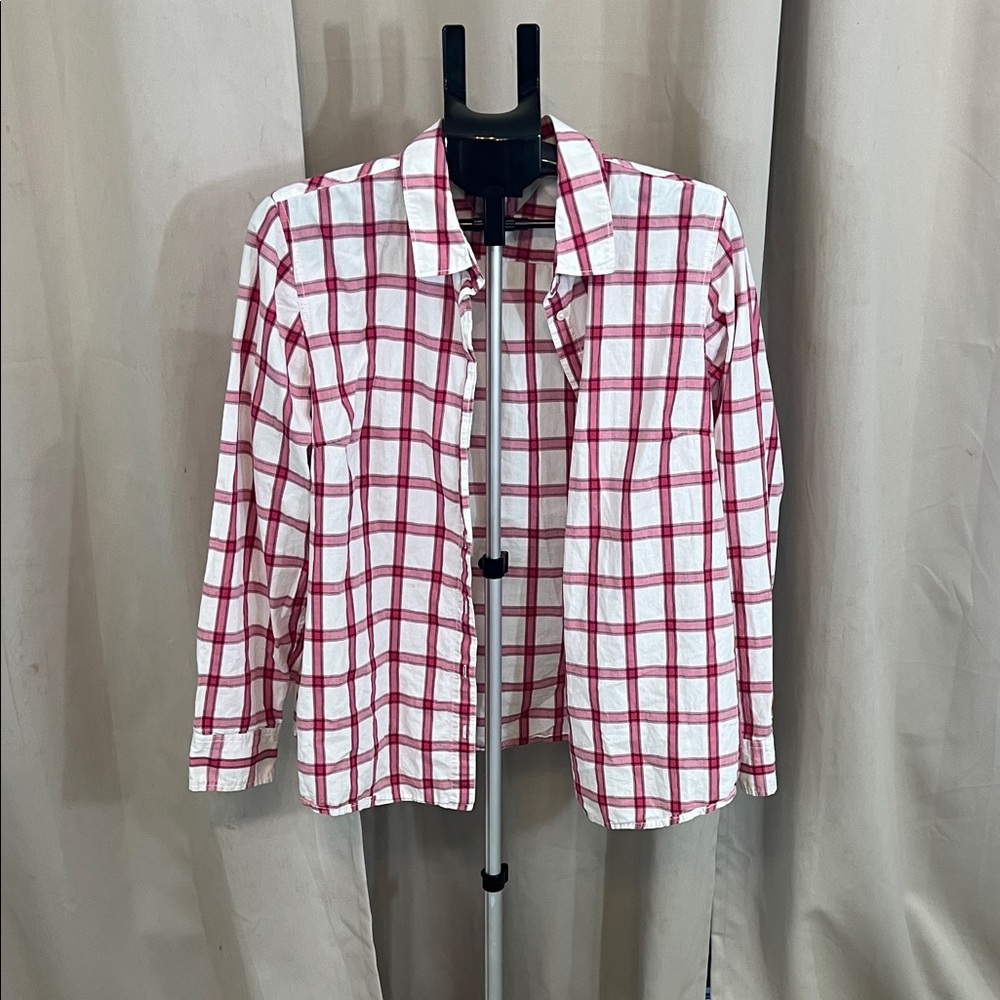 Tommy Hilfiger Pink and White Plaid Button Down Shirt